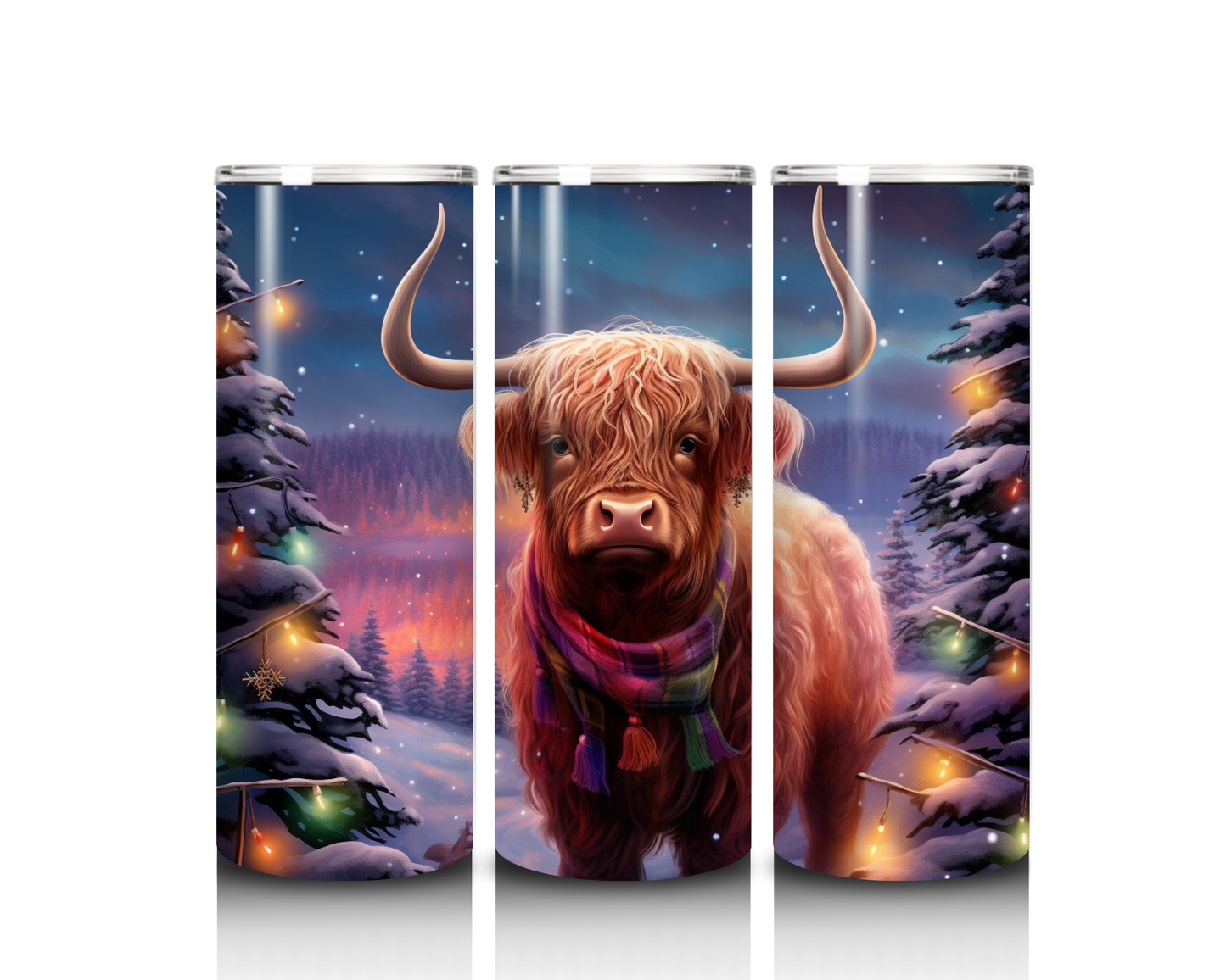 20 oz Christmas Highland Cow Tumbler