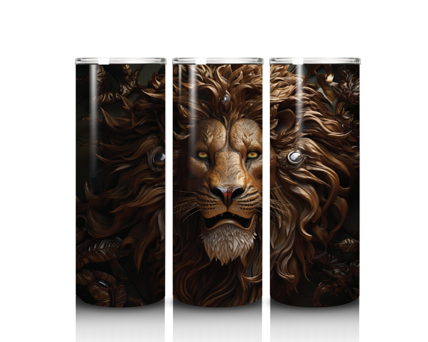 20 oz Wood Look Lion Head Tumbler