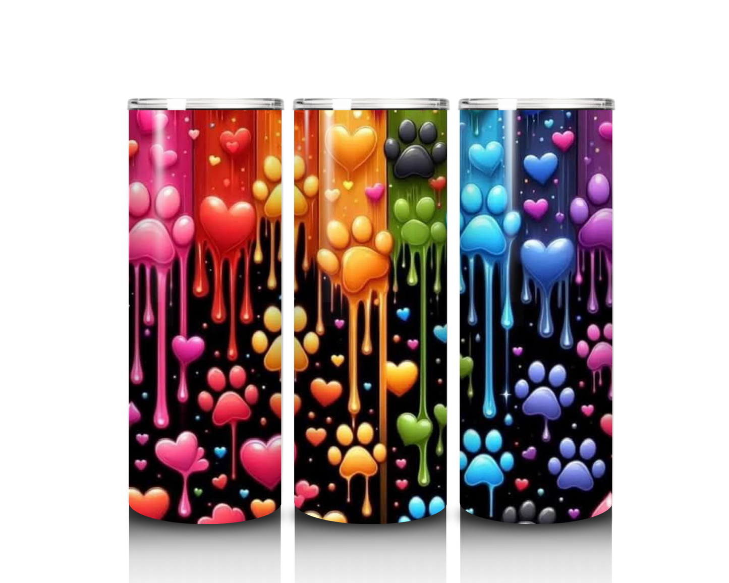 20 oz Rainbow Paw Print Tumbler