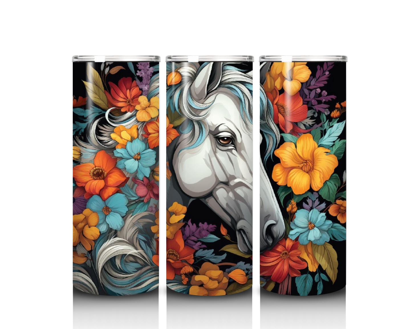 20 oz Floral Horse Tumbler