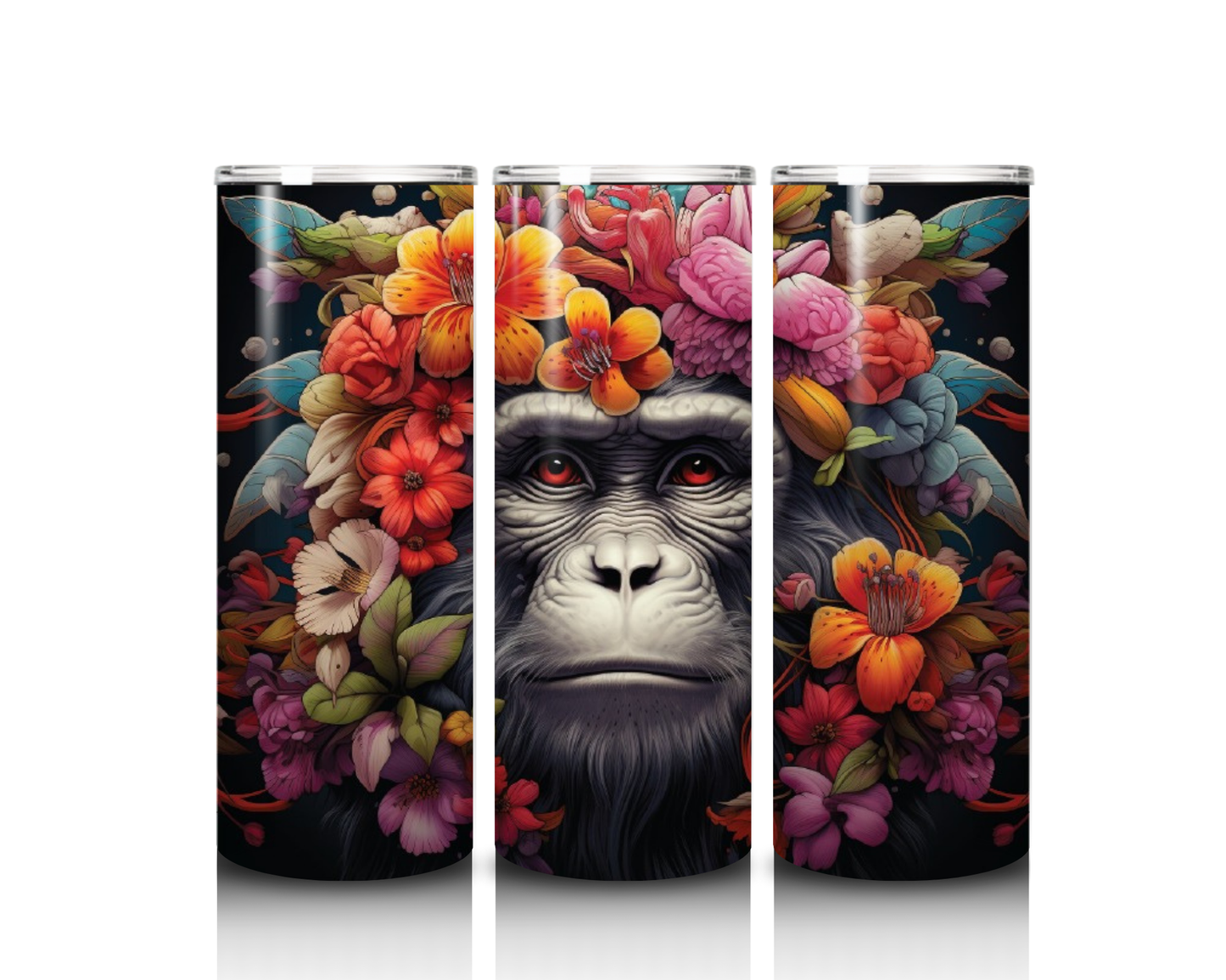 20 oz Floral Monkey Tumbler