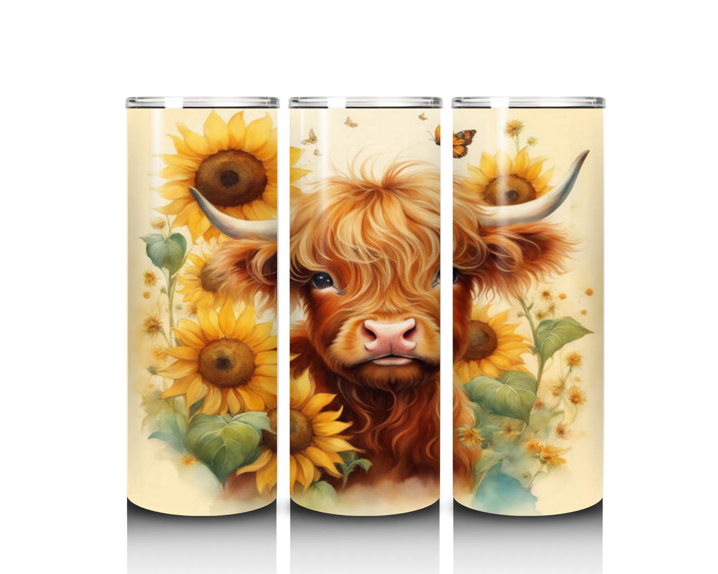 20 oz Sunflowers and Highland Cow Tumbler