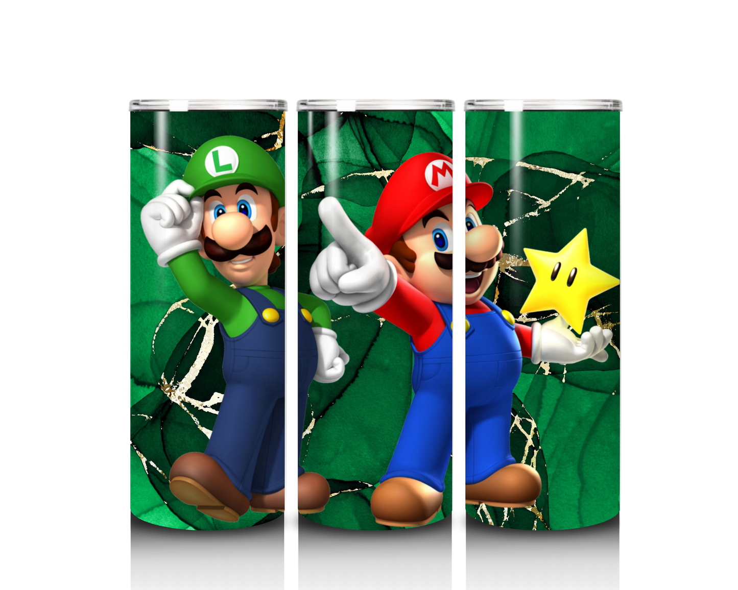 20 oz Green Background Mario Bros Tumbler