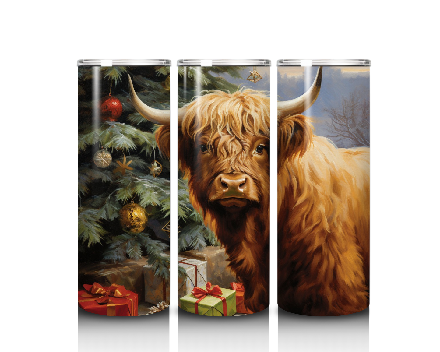 20 oz Christmas Highland Cow