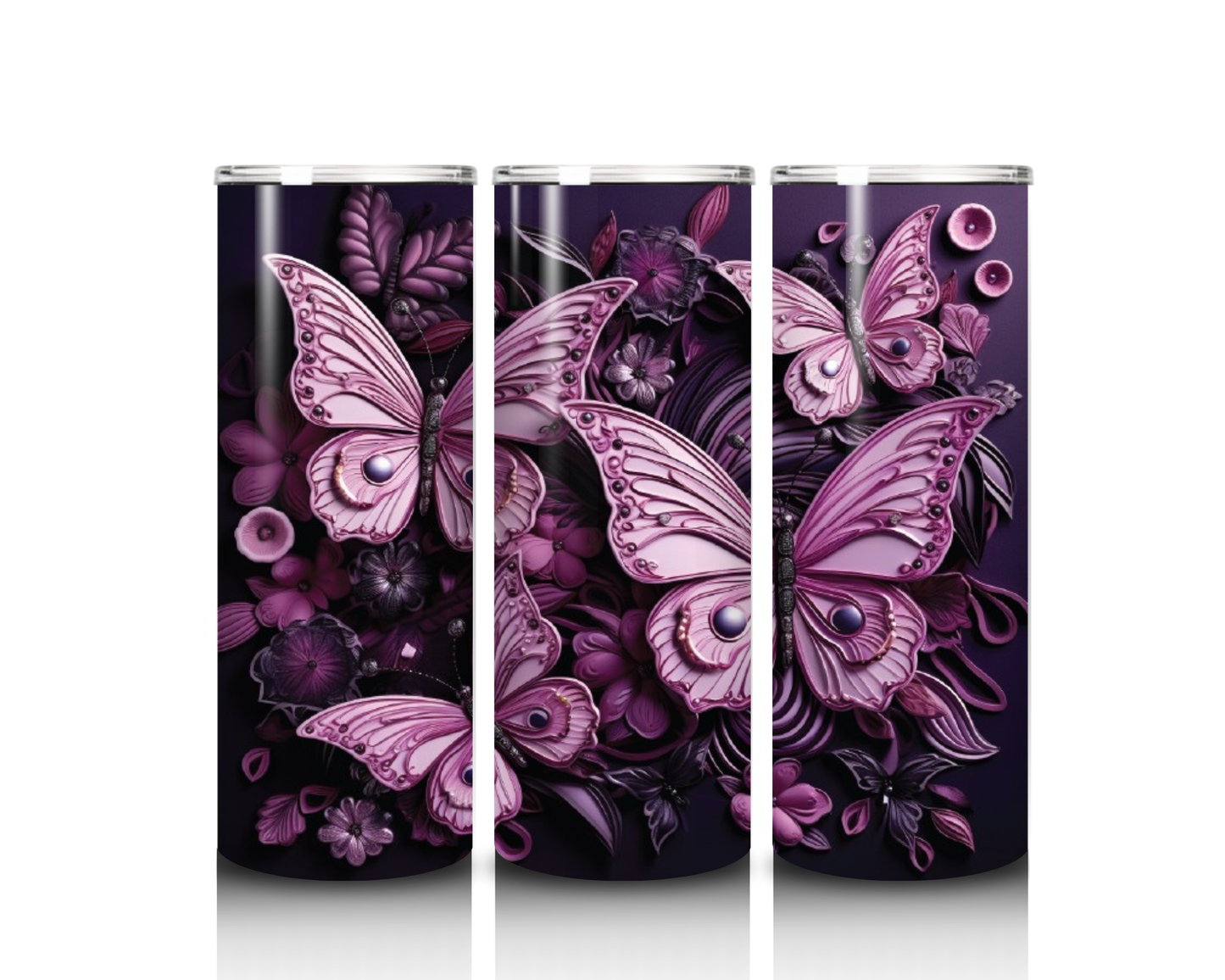 20 oz Purple Butterfly Tumbler