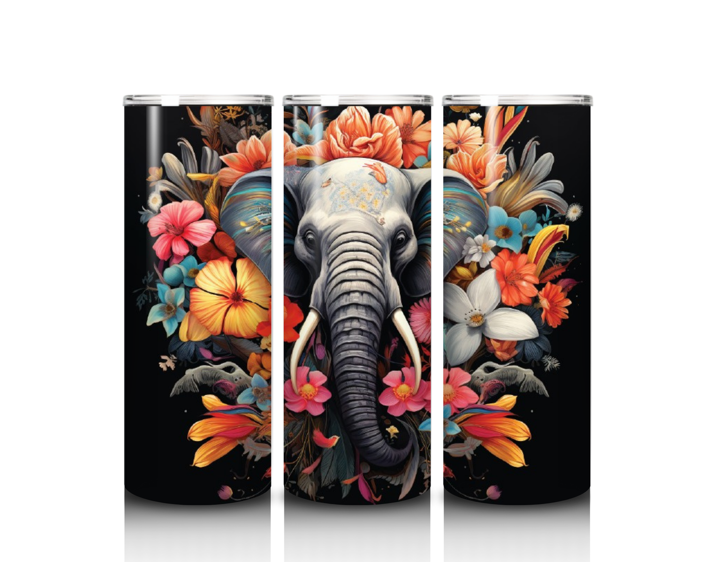 20 oz Floral Elephant Tumbler