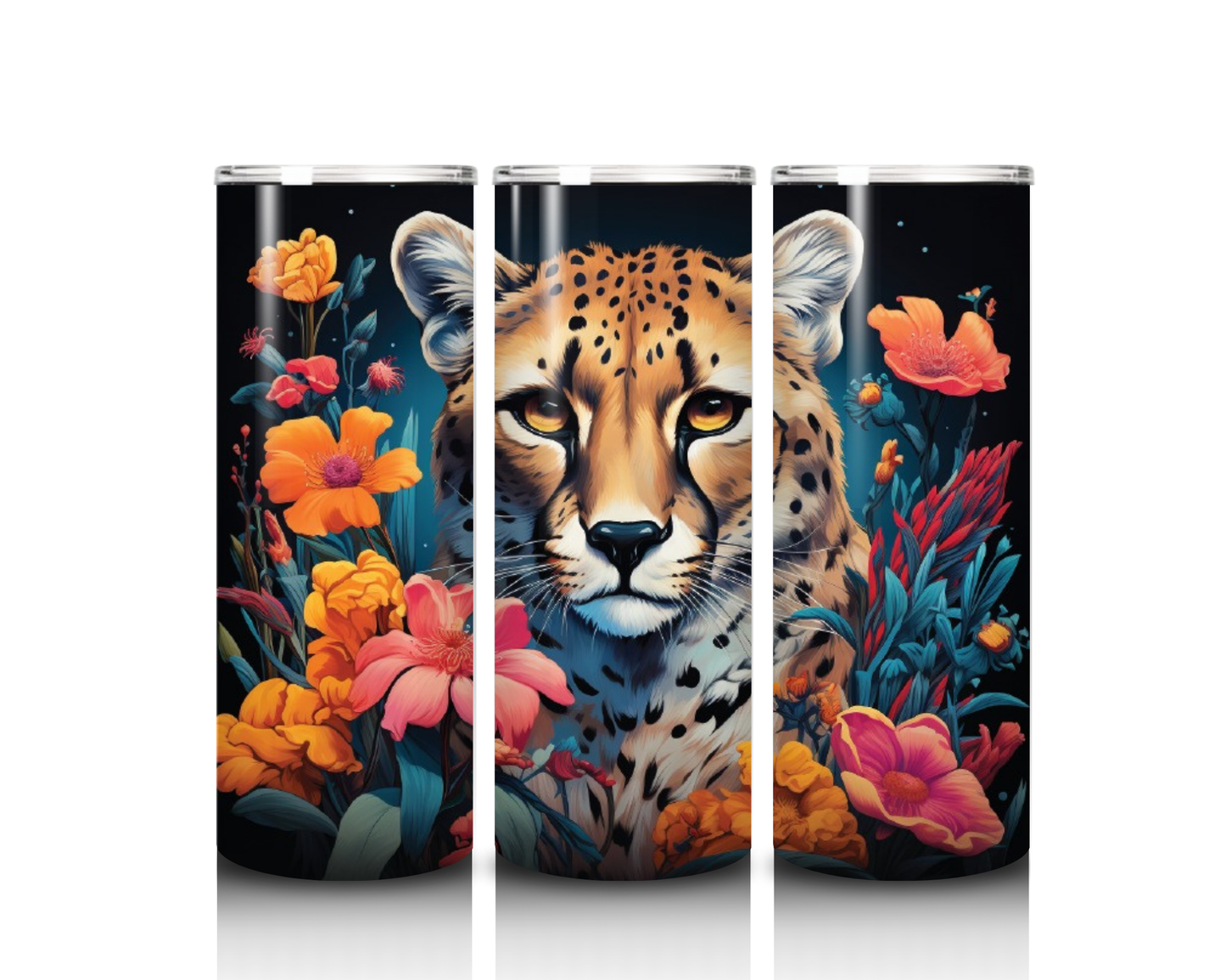 20 oz Floral Cheetah Tumbler