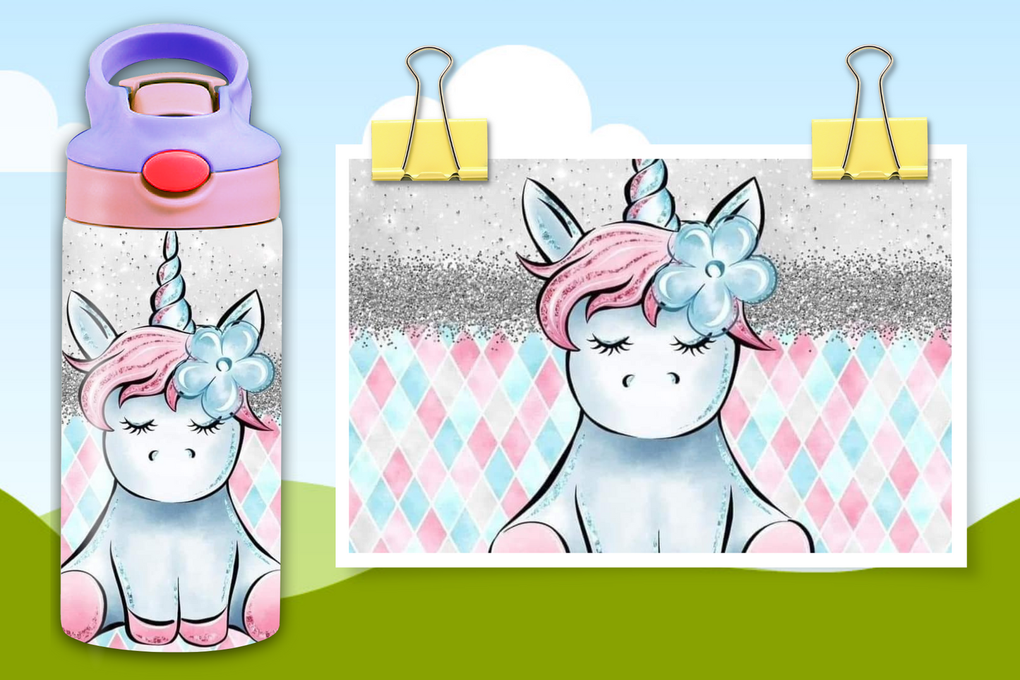 12 oz Kids Unicorn Water Bottle