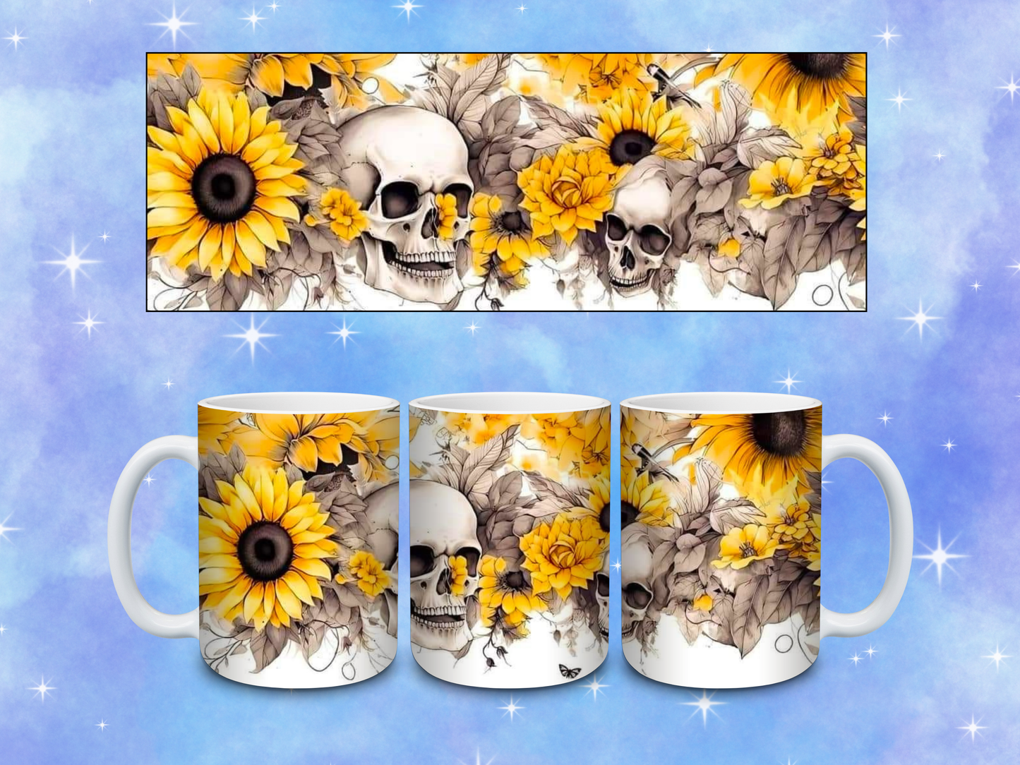 Sunflowers and Skulls Coffee Mug