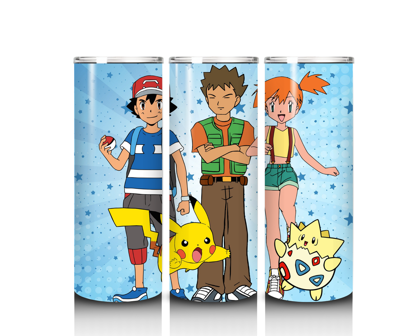 20 oz Ash, Brock, Misty, Pikachu and Togipe Tumbler