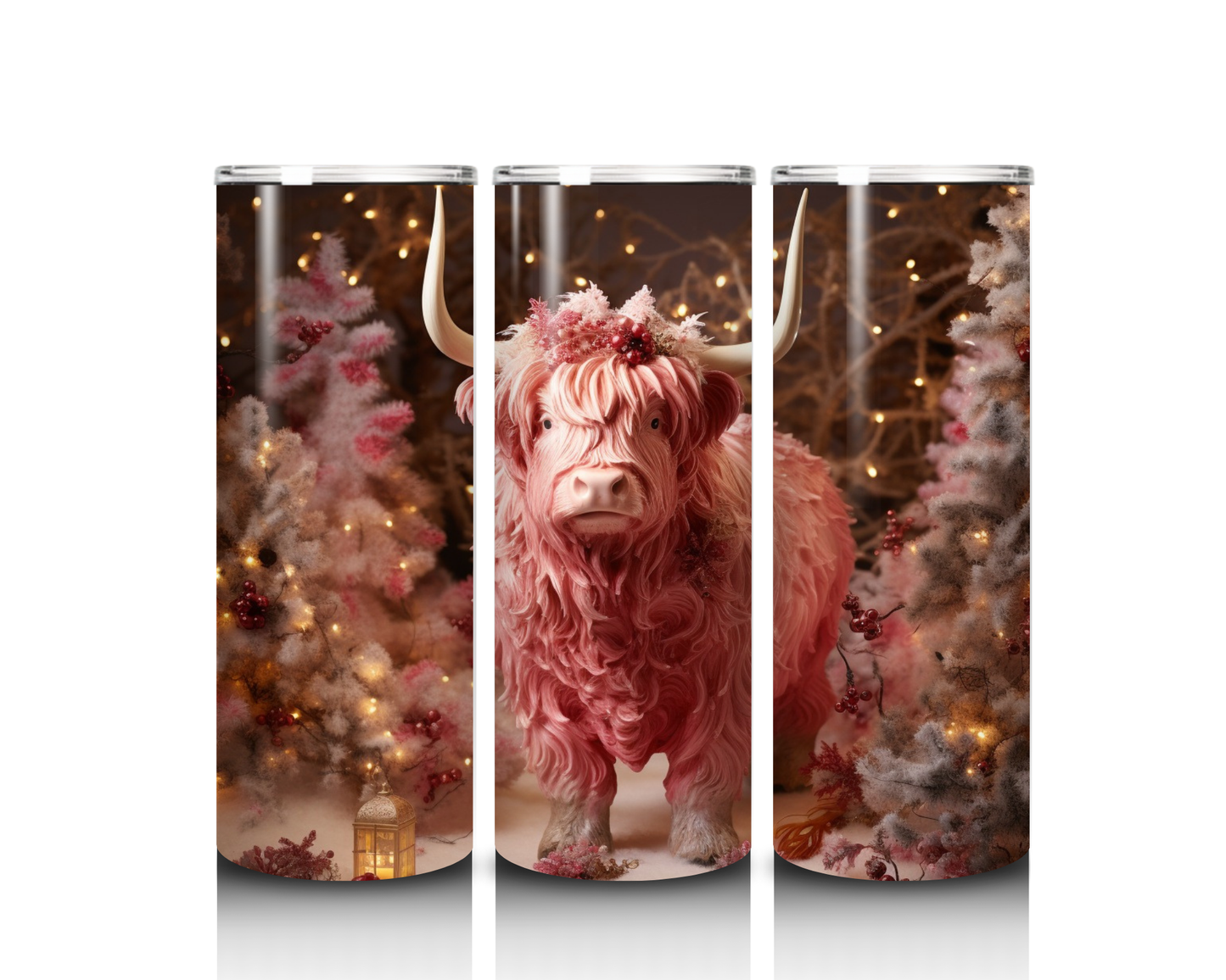20 oz Christmas Pink Highland Cow