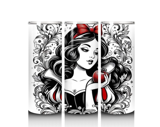 20 oz Black and White Snow White Tumbler
