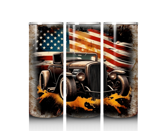 20 oz Patriotic Rat Rod Tumbler