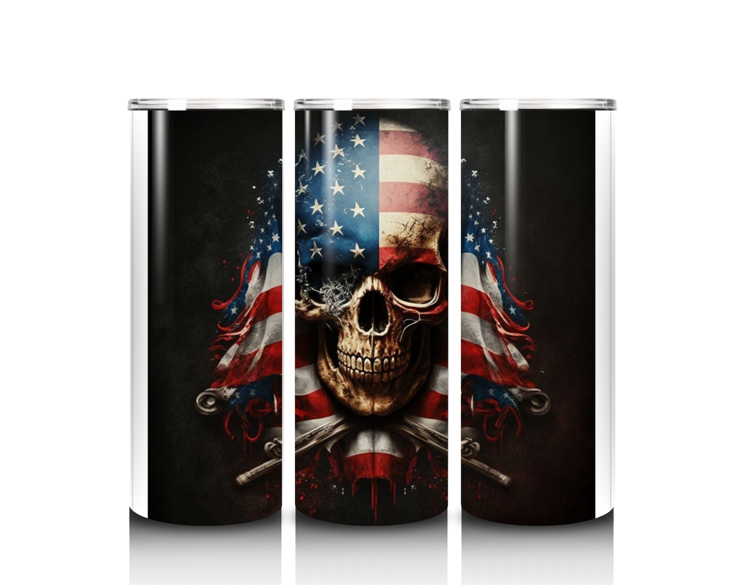 American Flag Skull Tumbler