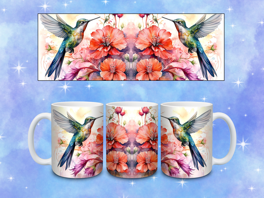 Floral Hummingbird Coffee Mug