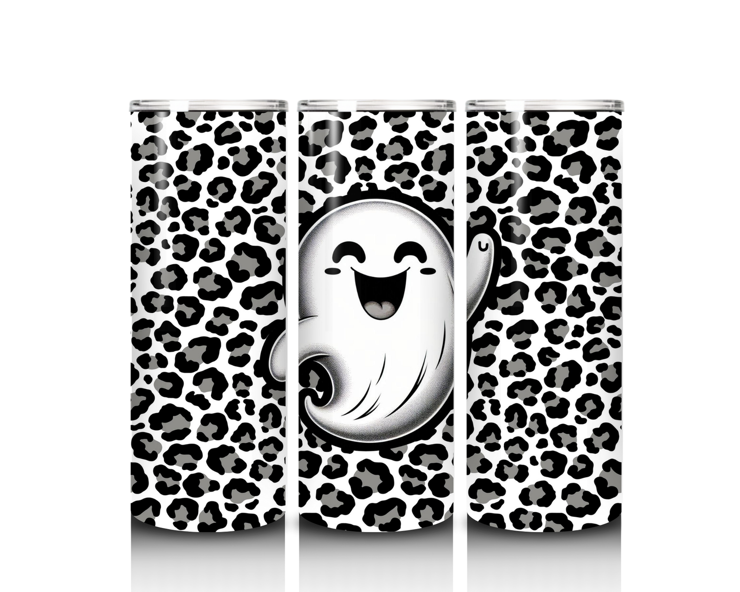Ghost with Leopard Print Tumbler
