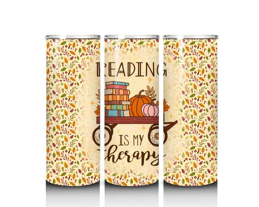 Reading is My Therapy Tumbler