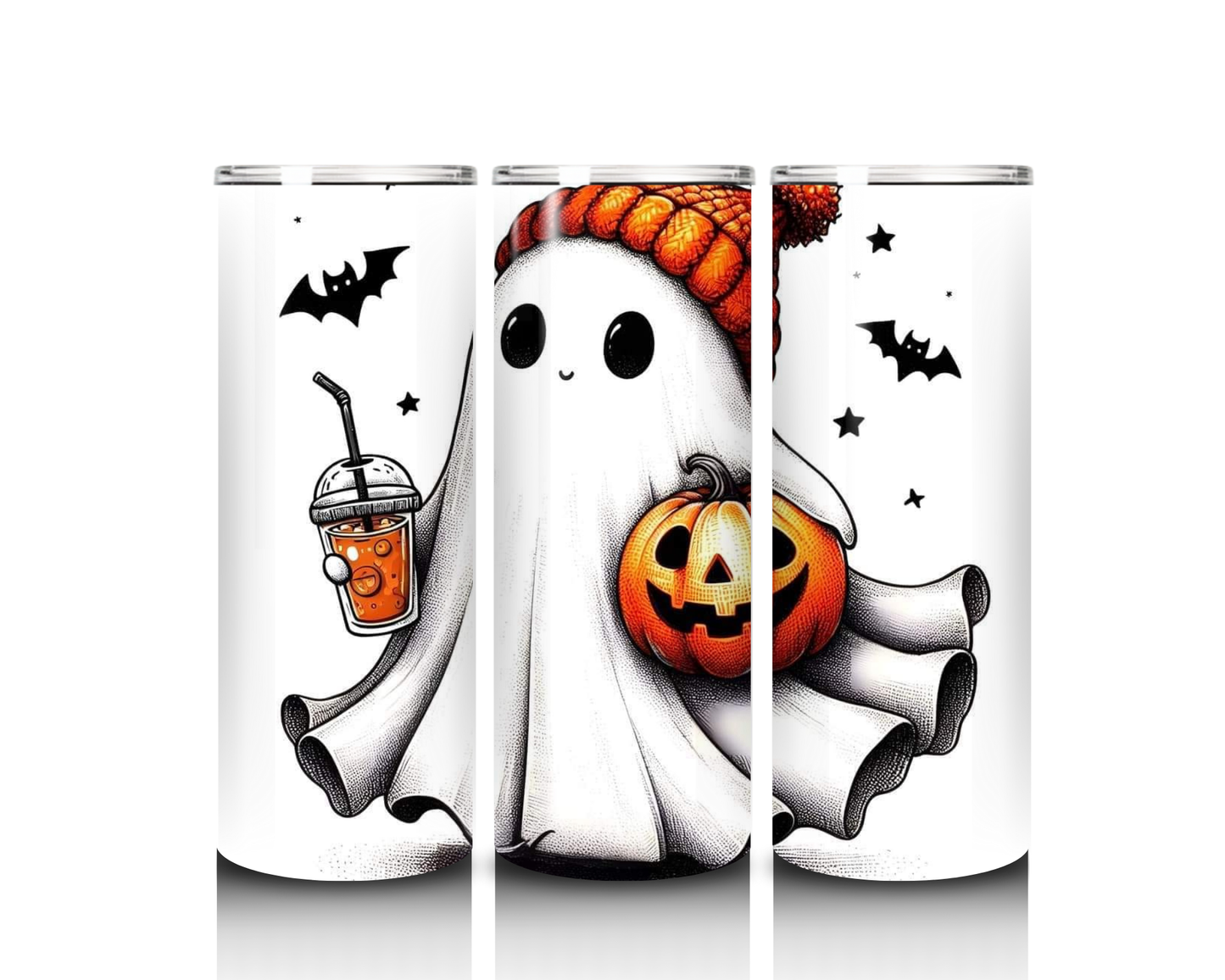 Ghost with an Iced Coffee Tumbler