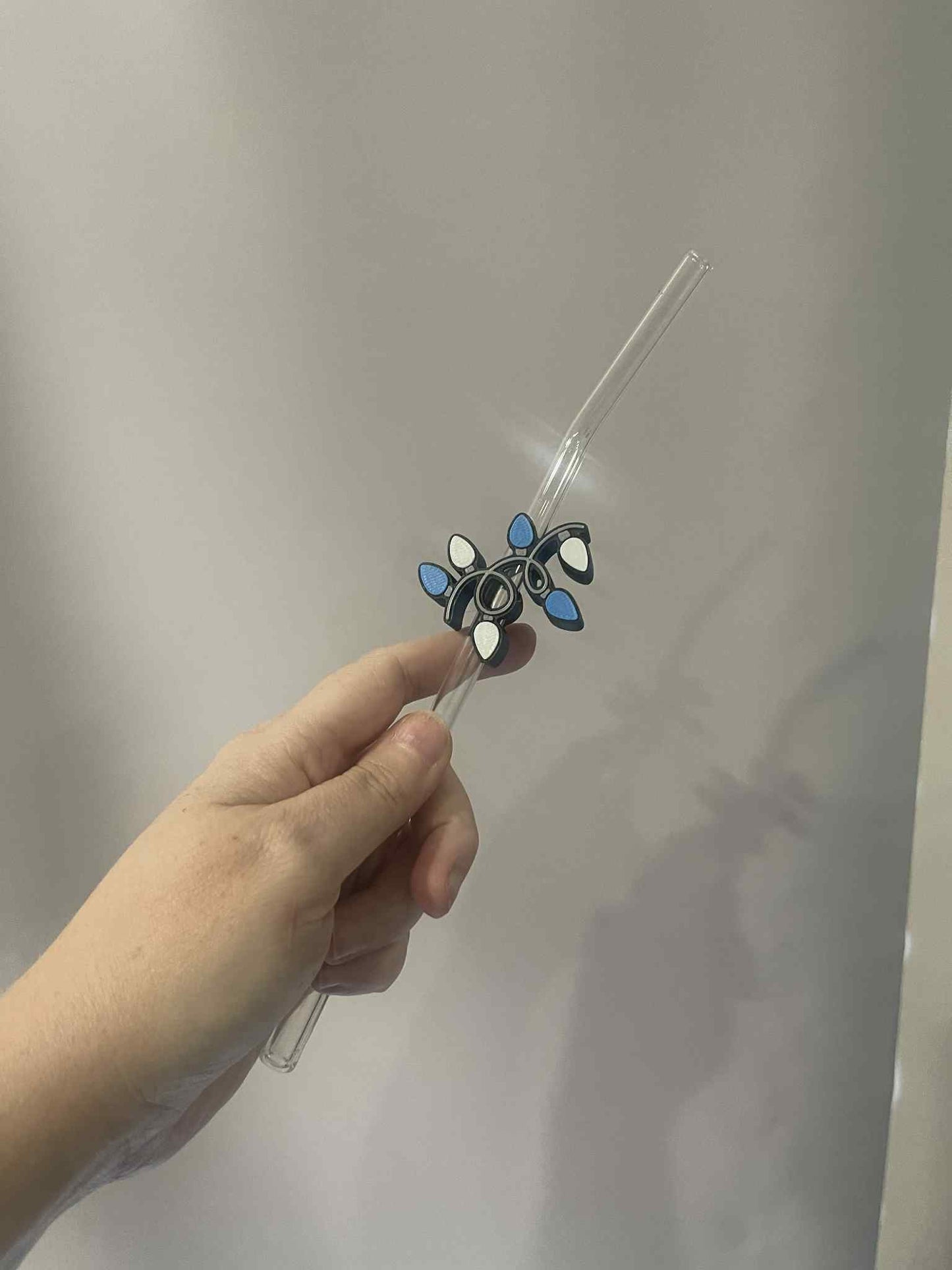 Blue and White Christmas light straw topper