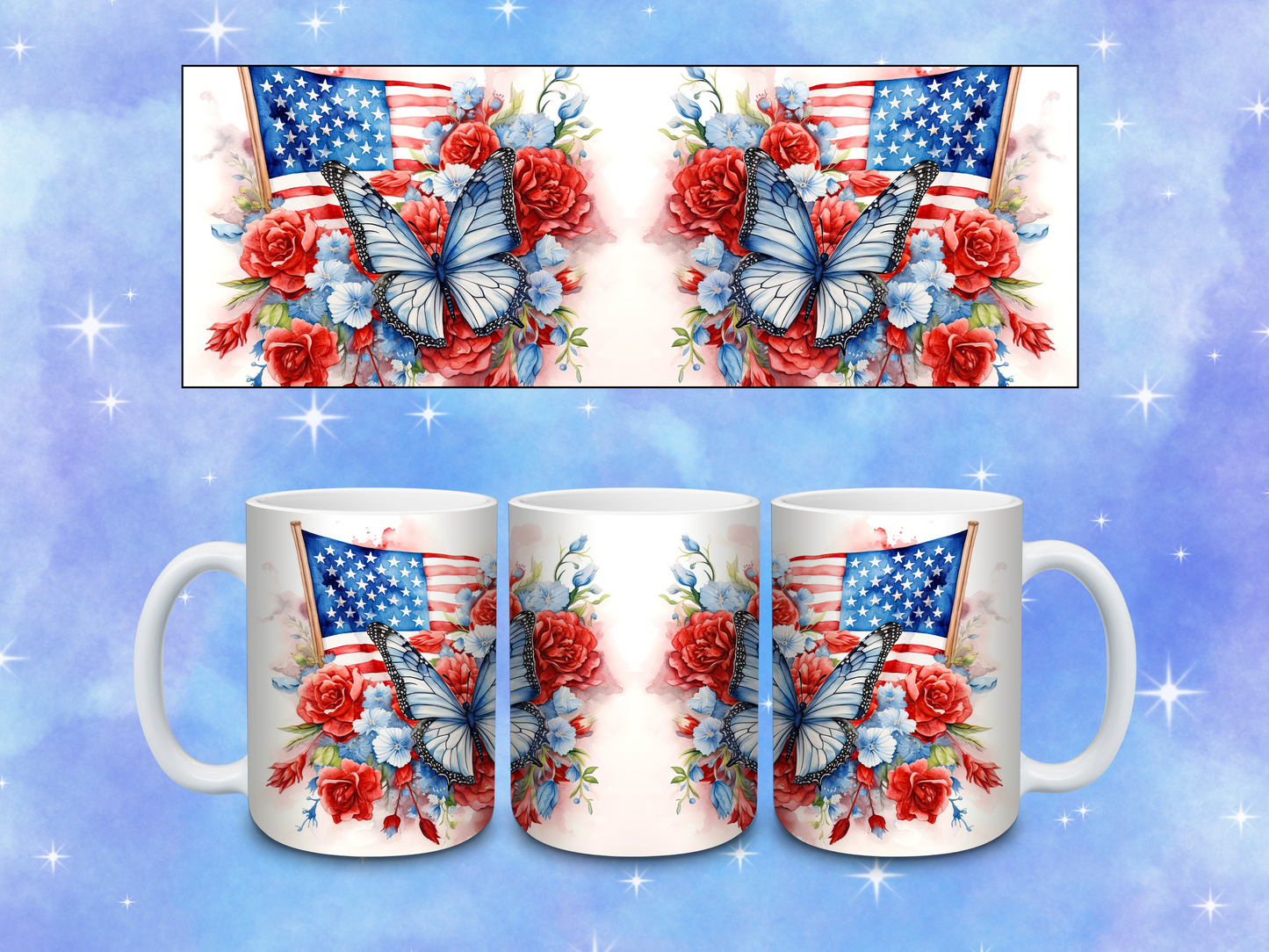American Flag Butterfly Coffee Mug