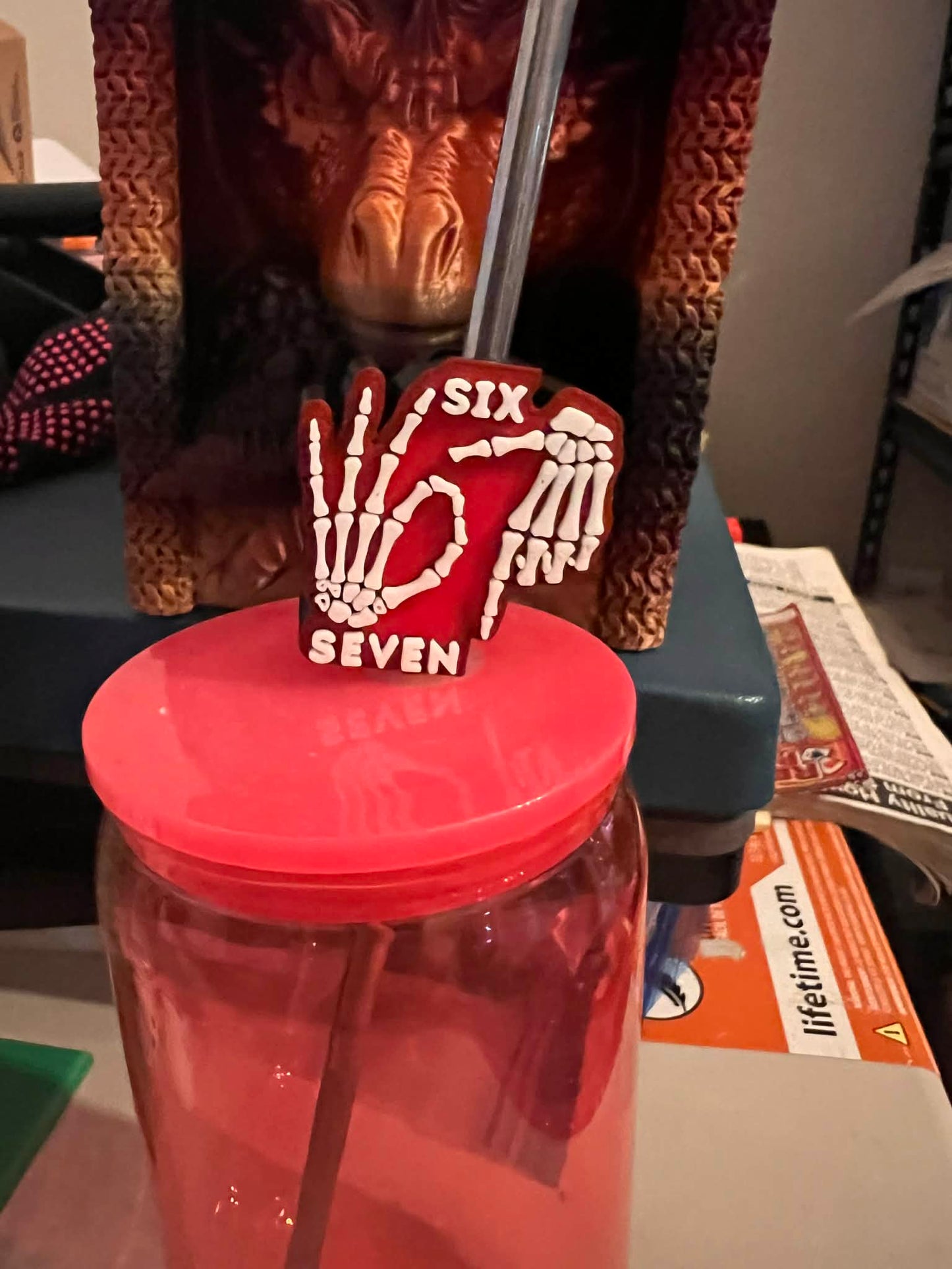 Six Seven Skeleton Straw Topper