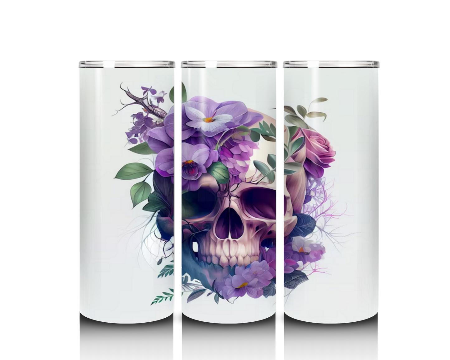 Skull with Purple Flowers Tumbler