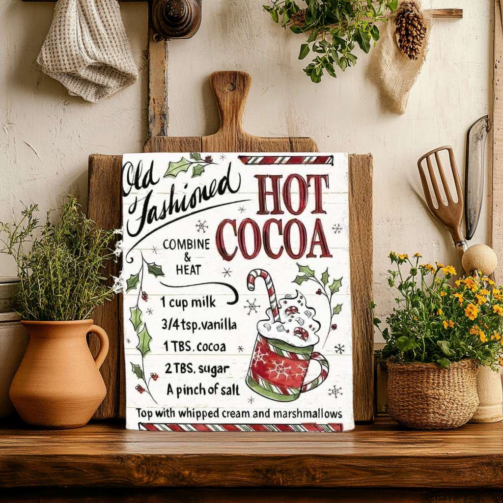 Hot Cocoa Recipe Dish Towel