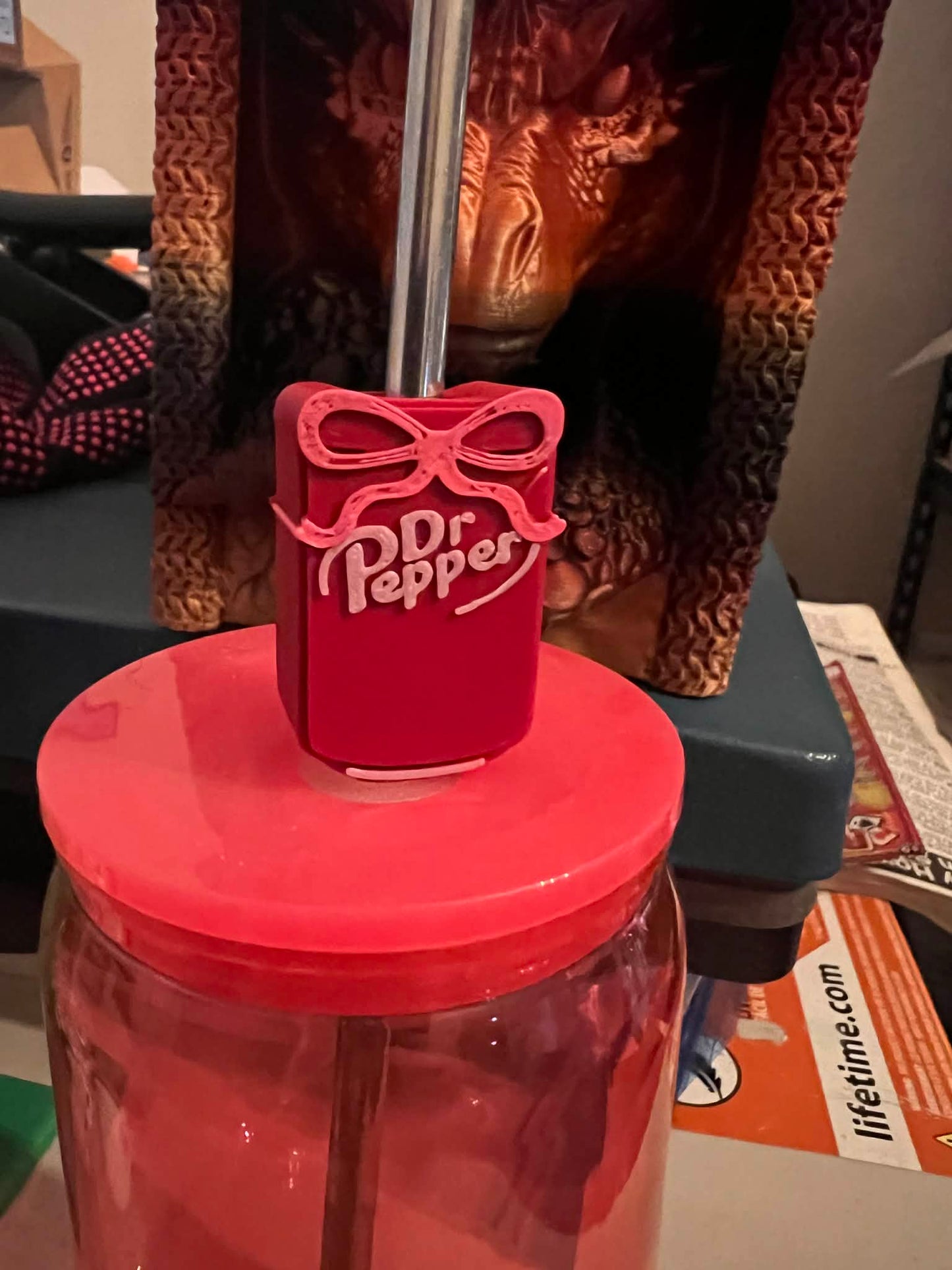Dr. Pep with a bow Straw Topper
