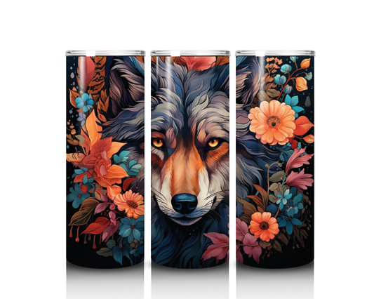 20 oz Floral Wolf Tumbler
