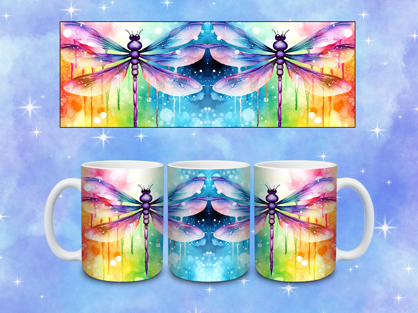 Rainbow Dragonfly Coffee Mug