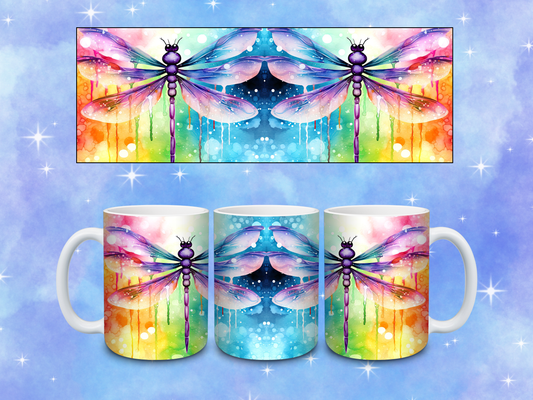 Rainbow Dragonfly Coffee Mug
