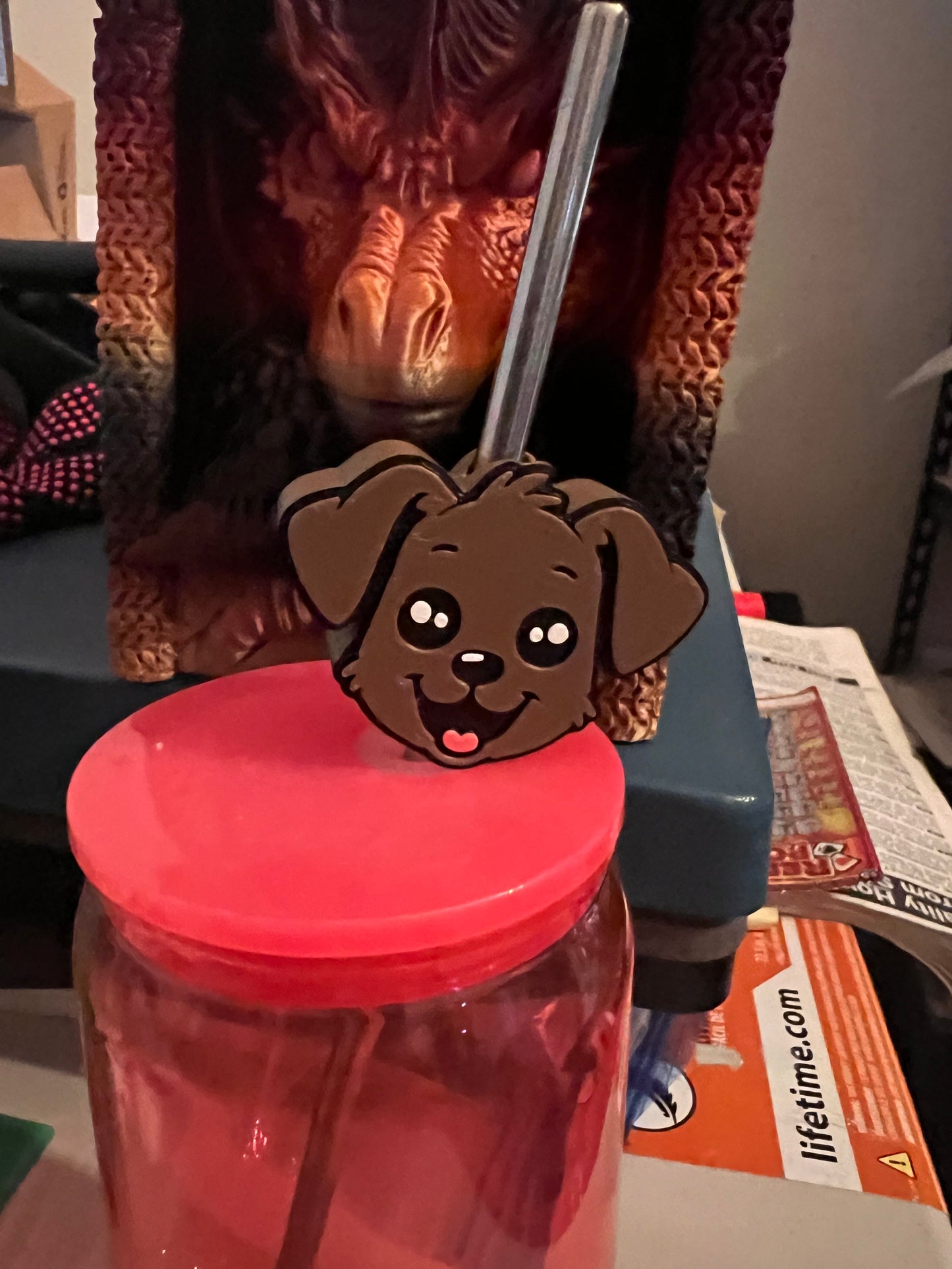 Cute Puppy Straw Topper