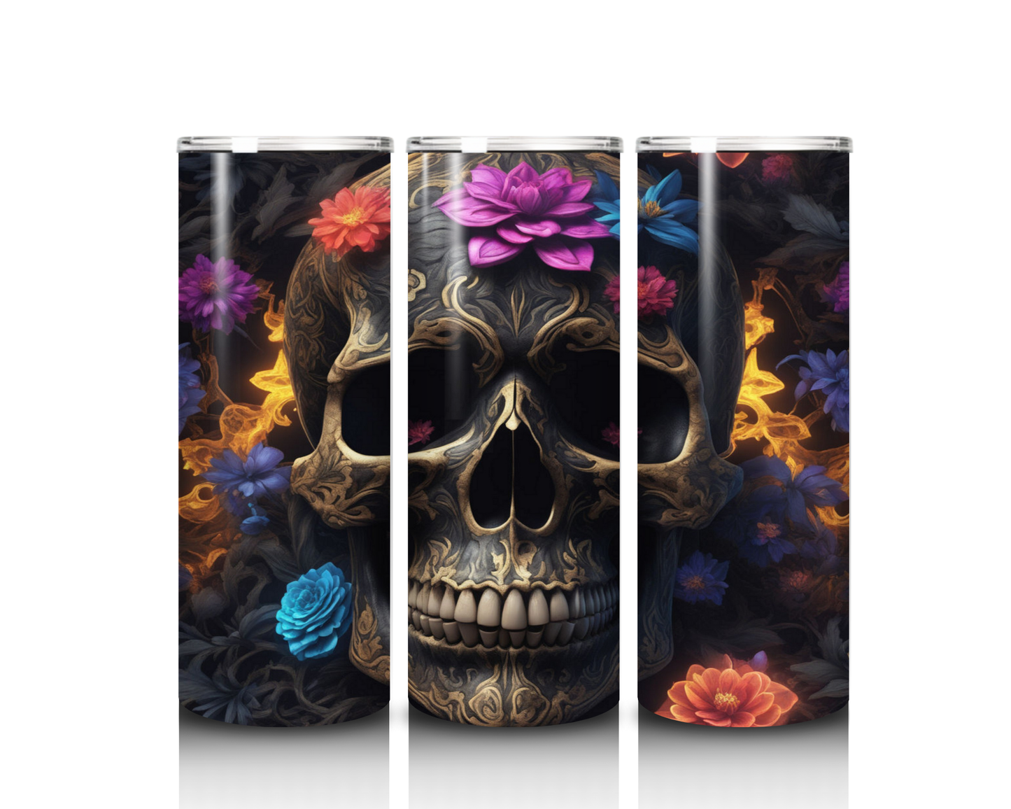 Skull with Flowers Tumbler