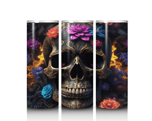 Skull with Flowers Tumbler