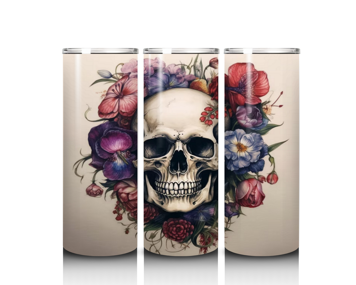 Flower Wreath with Skull Tumbler