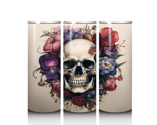 Flower Wreath with Skull Tumbler