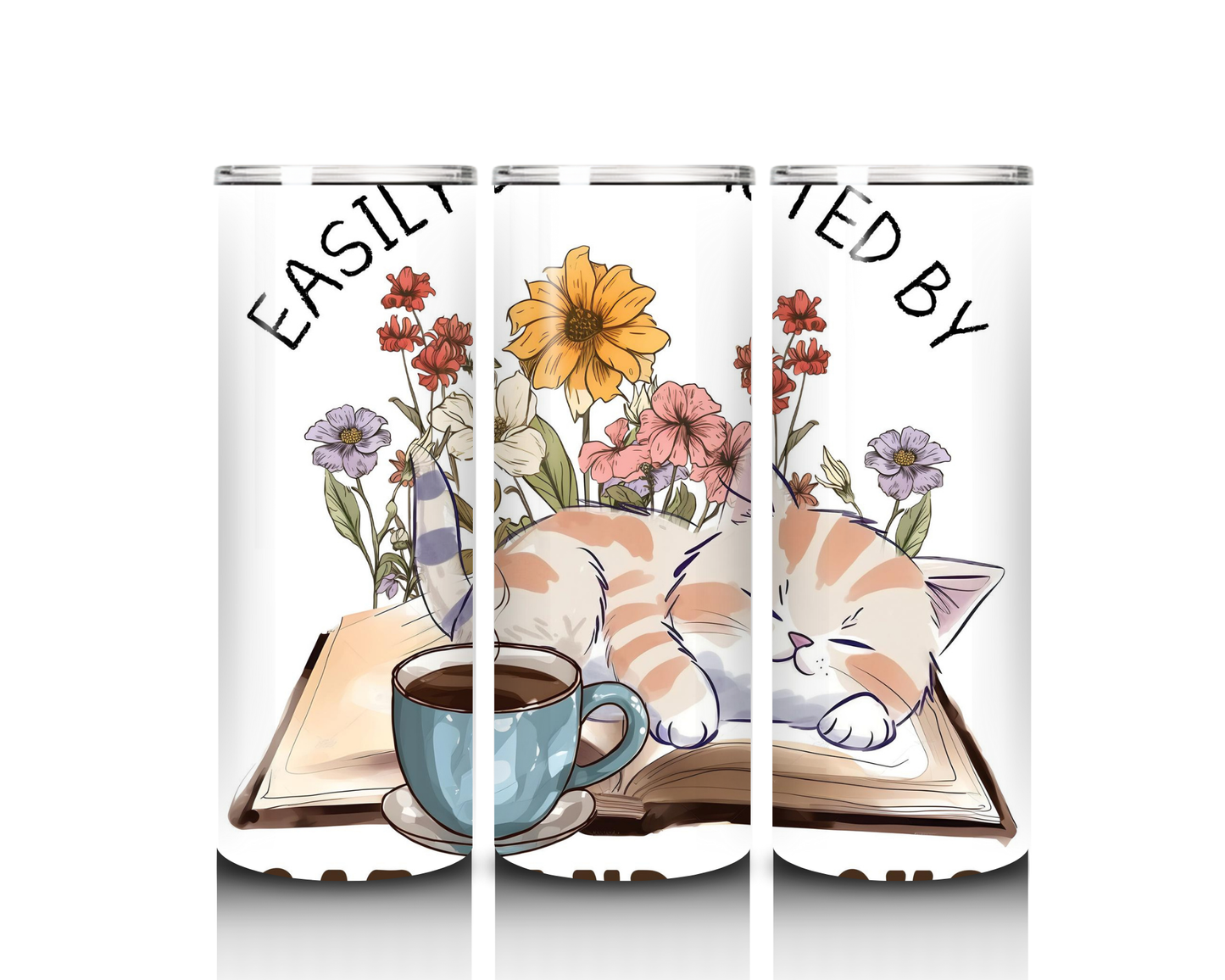 Easily Distracted by Books and Cats Tumbler