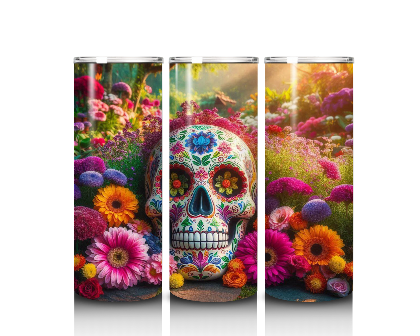Sugar Skull in a Field of Flowers Tumbler