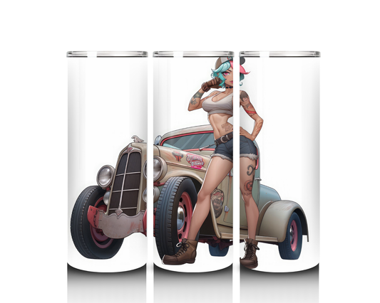 20 oz Sexy Girl with Hot Rod Truck Tumbler
