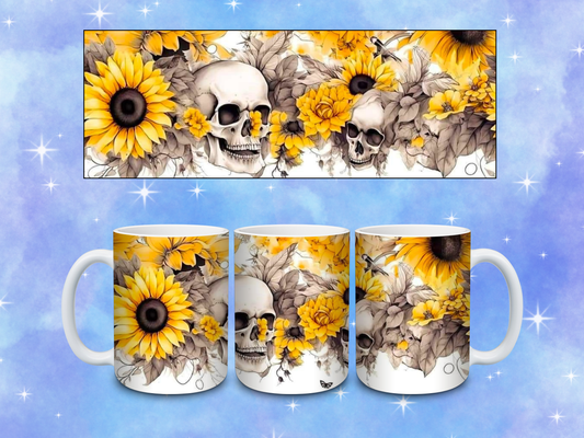 Sunflowers and Skulls Coffee Mug