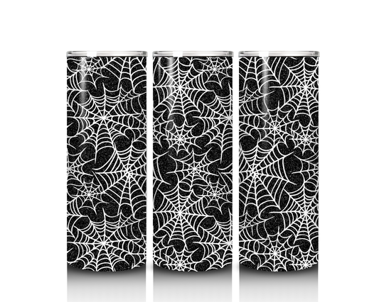 Black and White Spider Webs Tumbler