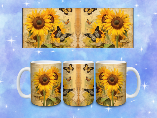 Butterfly Sunflower Coffee Mug
