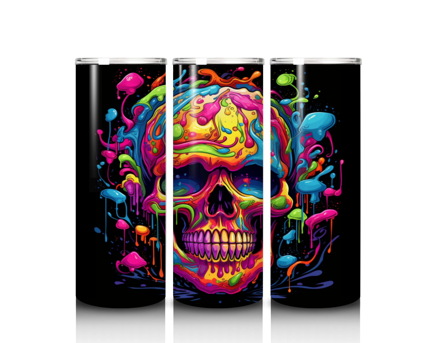 Paint Splatter Skull Tumbler