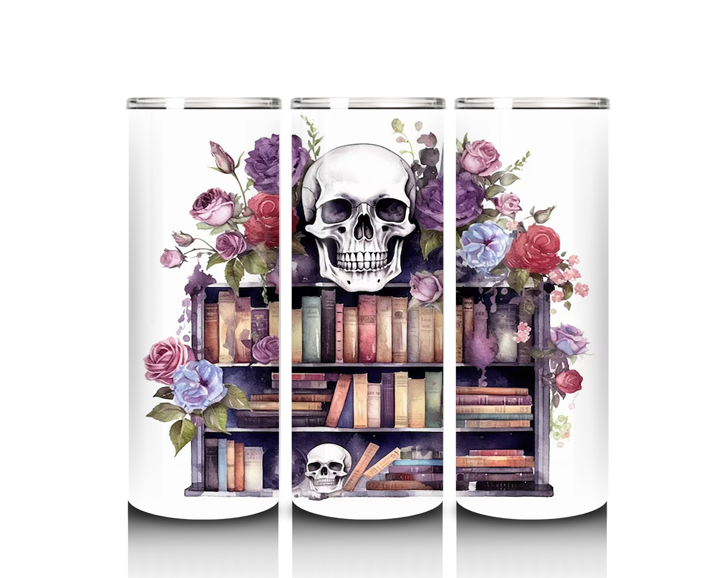 Bookshelves with Skulls Tumbler