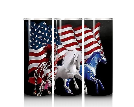 Red, White and Blue Horses Tumbler