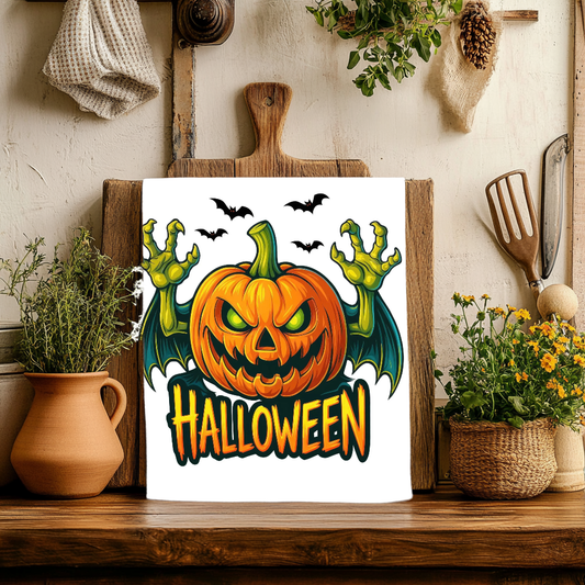 Scary Pumpkin Dish Towel