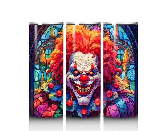 Scary Clown-Stained Glass Look Tumbler